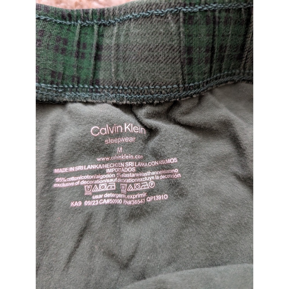 Calvin Klein Womens Green Plaid Pajama Shorts Logo Drawstring Sleepwear Size M - Picture 3 of 3